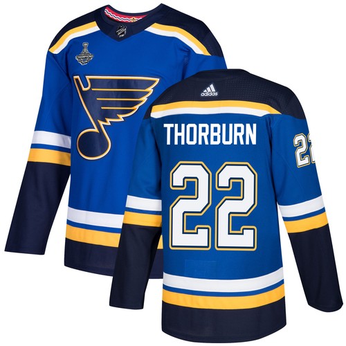 St. Louis Blues Trikot #22 Chris Thorburn Blau Heim 2019 Stanley Cup